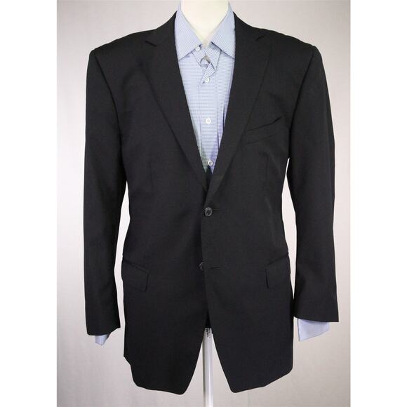 Z Zegna Solid Black 2-Btn Wool Blazer Jacket Men's 42R - Picture 2 of 10